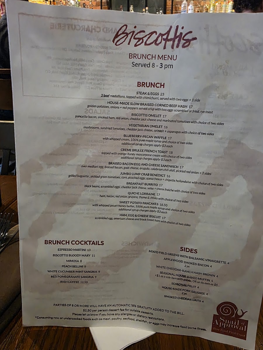 Biscottis Menu - Image 1